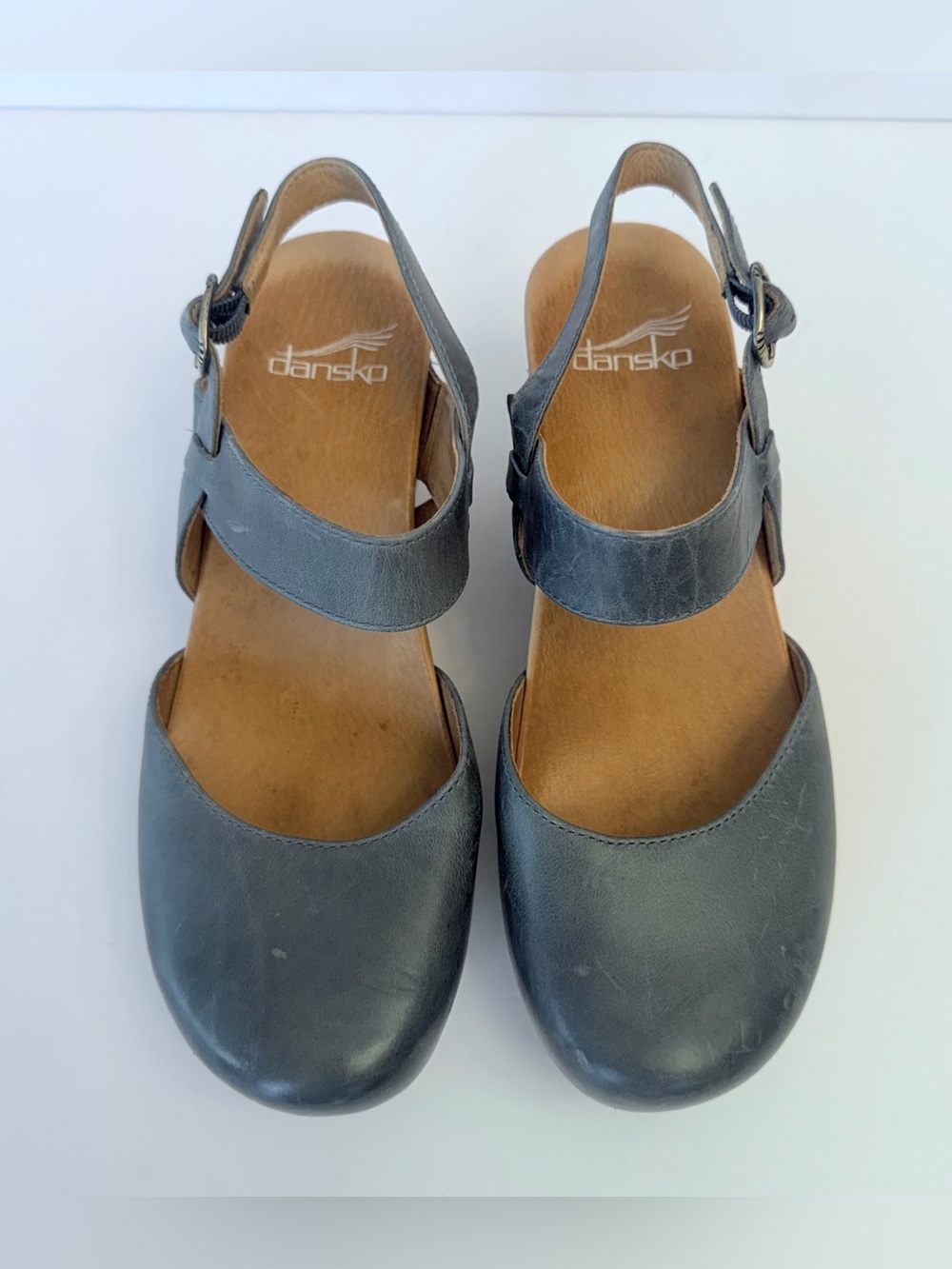 Bundle of Dansko Taci waxy calf leather Mary Jane clogs, black, brown, blue, 37 - Picture 8 of 10